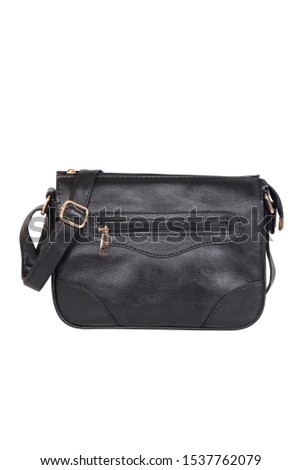 Black Leather Woman Bag On White Background 