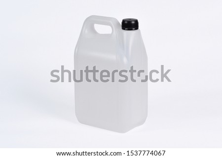 White plastic jerrycan on white background.