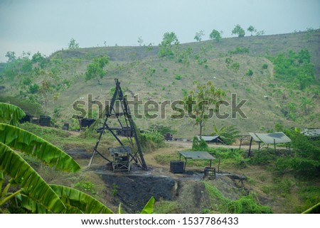 Traditional oil mine in Wonocolo Bojonegoro, Indonesia. it has oil mining which is still managed traditionally until present in Texas Bojonegoro
