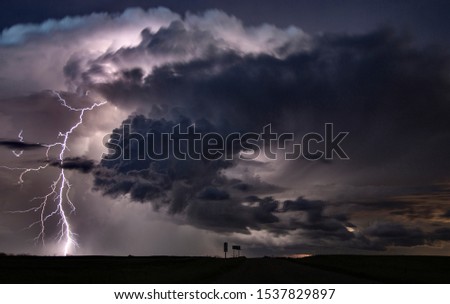 Lightning Storm Clouds Canada Saskatchewan Dramatic Summer