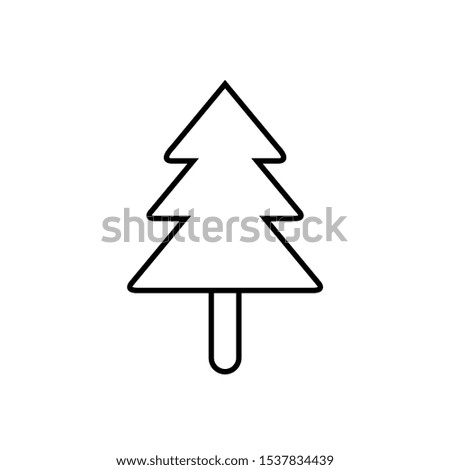 Icon Vector Fir Pine Tree Outline Only No Fill On White Background. 
Flat Icon For Web, Apps, Or Design Product EPS10. Christmas Decoration.