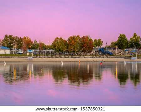 Autumn colors at sunrise at the Sparks Marina park in Northern Nevada.
