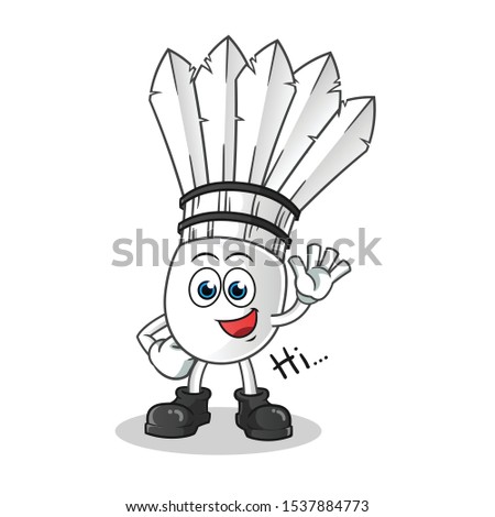 shuttlecock waving cartoon vector mascot illustration