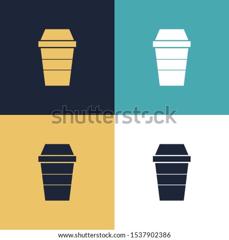 Paper Cup Coffee Four Color Minimalist Icon Logo Set in Elegant Color