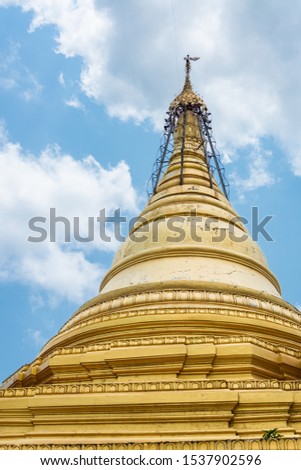 Big golden stupa pagoda in Myanmar