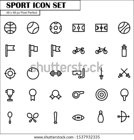 Simple Sports Icon Set With Line Style Contain Such Icon as Football, Bowling, Referee and more. 48 x 48 Pixel Perfect
