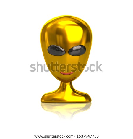 Golden alien icon 3d illustration isolated on white background