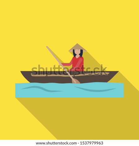 Vector design of boat and vietnamese symbol. Web element of boat and water stock vector illustration.