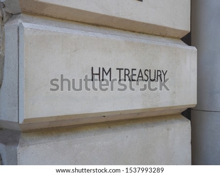 HMRC (Her Majesty Treasury) sign in London, UK Royalty-Free Stock Photo #1537993289
