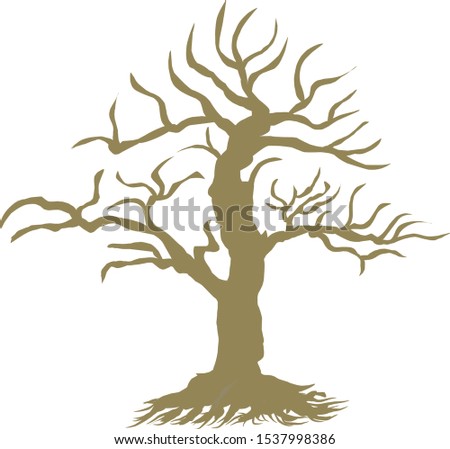 vector of autumn, spring, summer and winter trees isolated on a white and dark background Royalty-Free Stock Photo #1537998386