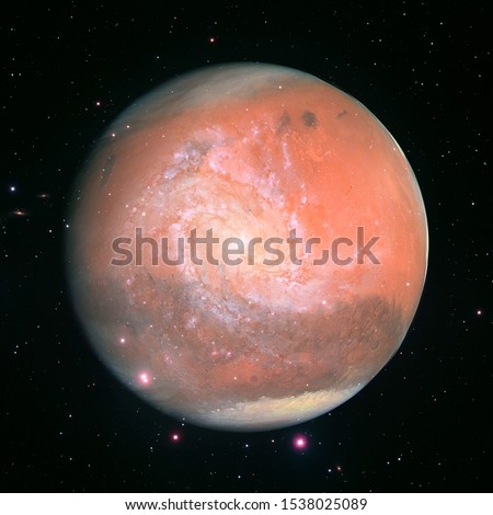 Colorful picture represents Mars, nebulas and galaxies in deep space. Elements of this image furnished by NASA