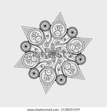The black mandala flower logo design vector pattern with white background for religion tradition