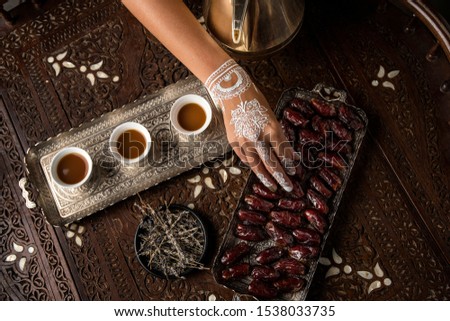 Arabic coffee celebration with dates