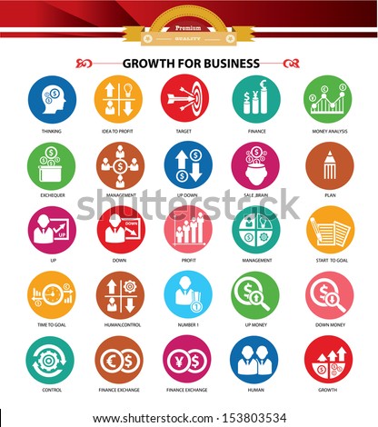 Growth, Finance and analysis icons,Colorful version,vector