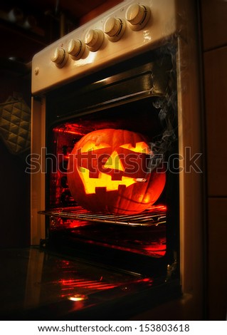Halloween pumpkin in the oven