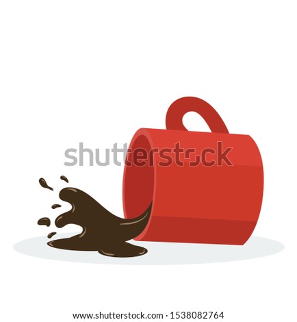Hot Spilled coffee red mug vector