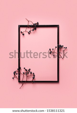 Fall and autumn flat lay frame  leaves creative on pink background, flora, leaf  in poster, mockup, copy space