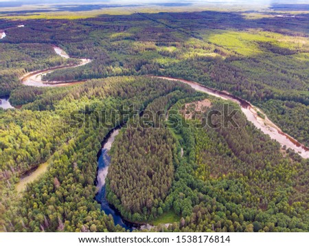 Kerzhenets River in the Nizhny Novgorod Region, Russia. Aerial photography