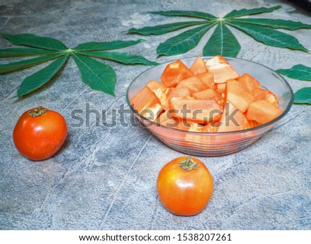 Papaya fruit is a fruit that grows in tropical areas such as southeast Asia