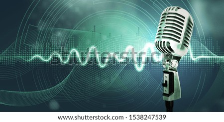 Studio microphone and sound waves