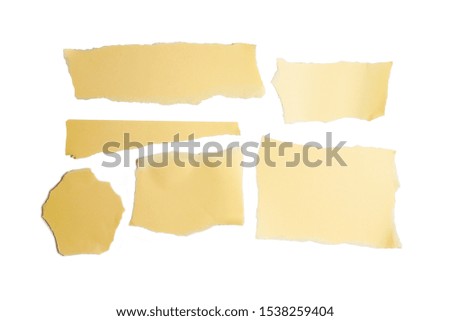 Empty beige paper pieces isolated. Space for text or design. 