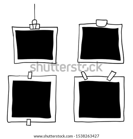 handdrawn photo frames with doodle style vector illustration