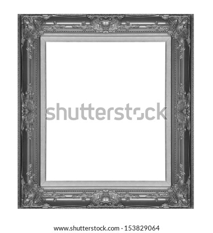 The antique black frame on the white background