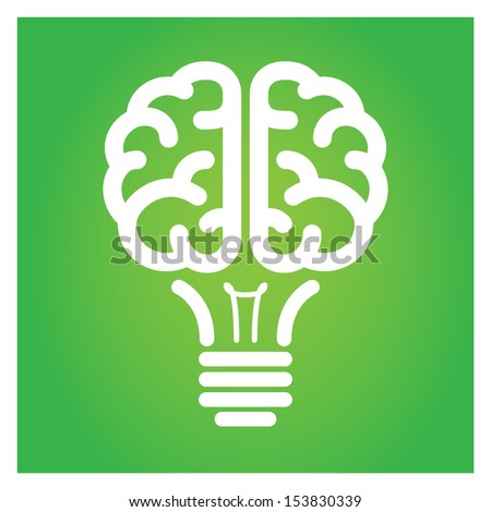Brain light bulb green icon vector illustration. 