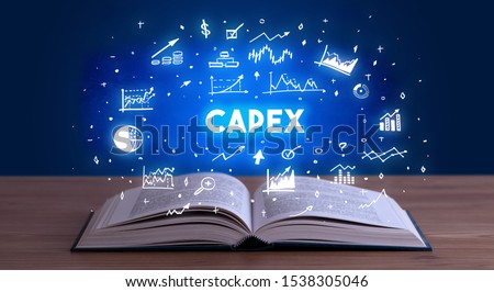 CAPEX inscription coming out from an open book, business concept