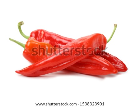 Red peppers isolated on white background stock photo