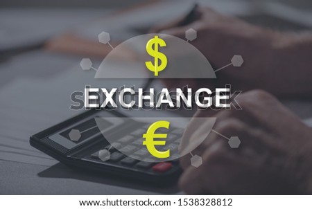 Exchange concept illustrated by a picture on background