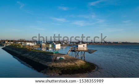 Aerial shooting of traditional fisherman's house in Gironde 