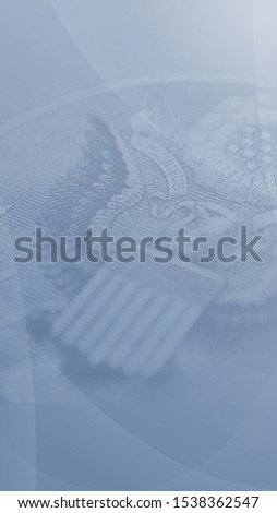 Blue smooth background with subtle rays of light and dollar bill eagle