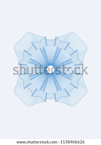 Light blue passport money style rosette. Vector Illustration. Detailed.