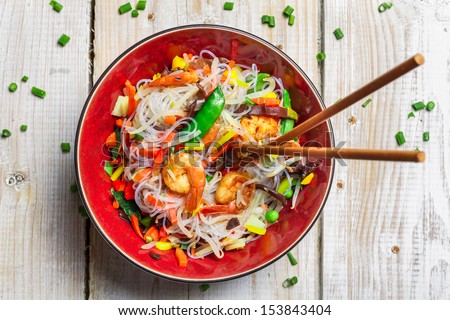 Chinese mix vegetables with shrimp Royalty-Free Stock Photo #153843404