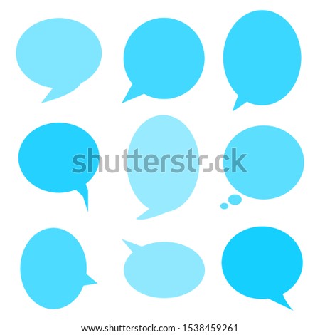 blank blue speech bubbles set isolated on white background. vector illustration