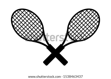 Two tennis racket icon. Cross position of tennis racket