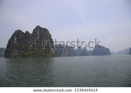 Beautiful mountains at sea in Ha-Long Bay, Vietnam