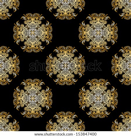Seamless Patterns With Calligraphic Damask Ornament