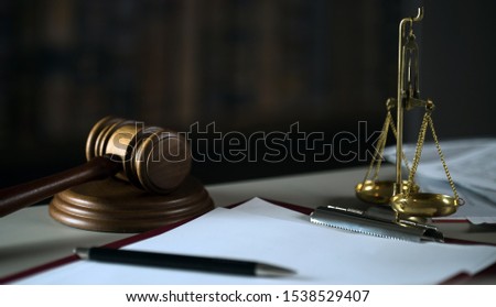 Law and Justice concept image, Lawyer's office desktop with papers
