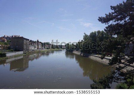 The Neisse river between Goerlitz, Germany and Zgorzelec, Poland