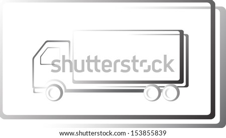 moving truck icon in frame on white background