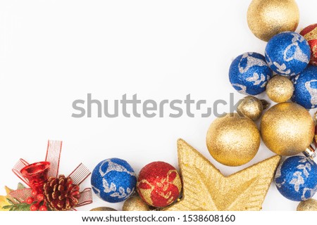 Flatlay Christmass decoration template on clear background