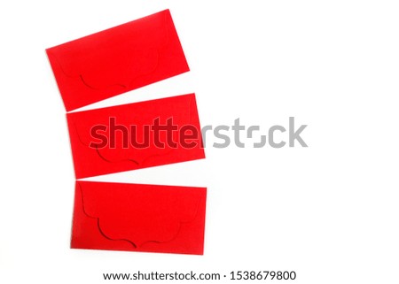 Communication, newsletter and business concept- three red envelopes on white background.