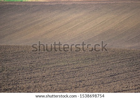 Plowed land on a field of black soil in Ukraine