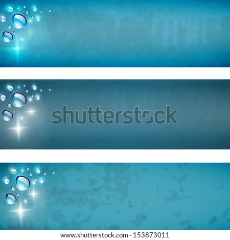abstract banner with water drops on a blue background
