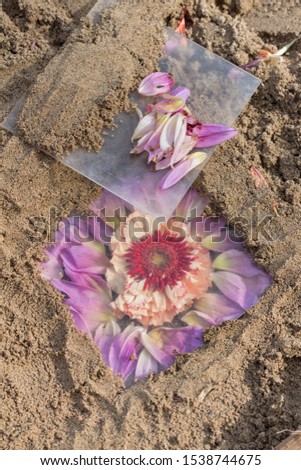 children's game that consists of composing a floral print in the sand adapting to a square of methacrylate that protects it
