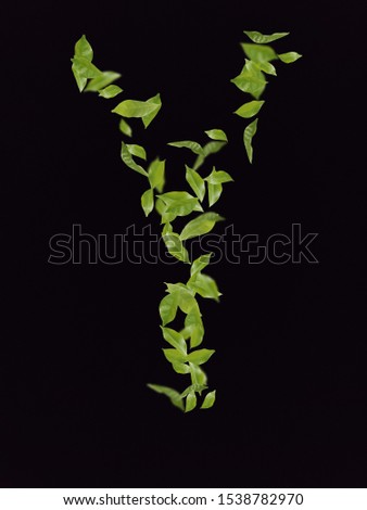 Green Tree Leaves Alphabet Stock Image