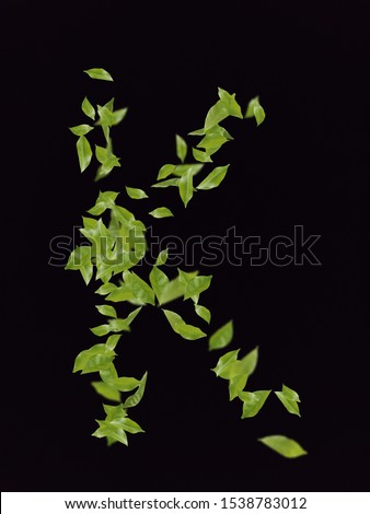 Green Tree Leaves Alphabet Stock Image