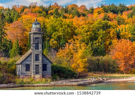Picture Rock Boat Cruise; Munising, Michigan; East Channel Lighthouse on Grand Island